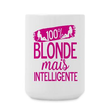 Design humoristique 'Blonde mais intelligente' - Grande tasse 440 ml - blanc - Devant