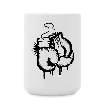 Deux gants de boxe dans le style de graffiti - Grande tasse 440 ml - blanc - Devant