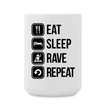 eat sleep rave repeat - Large Mug 440 ml - white - Front