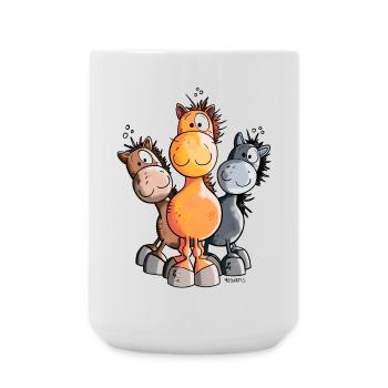 Süßes Pferde Trio - Große Tasse 440 ml - Weiß - Vorne