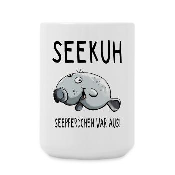 Fröhliche Seekuh - Seekühe - Sirenia - Comic - Große Tasse 440 ml - Weiß - Vorne