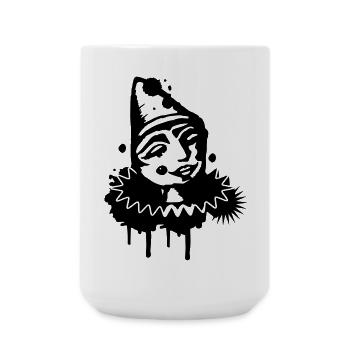 Portrait of a melancholic clown as graffiti - Large Mug 440 ml - white - Front