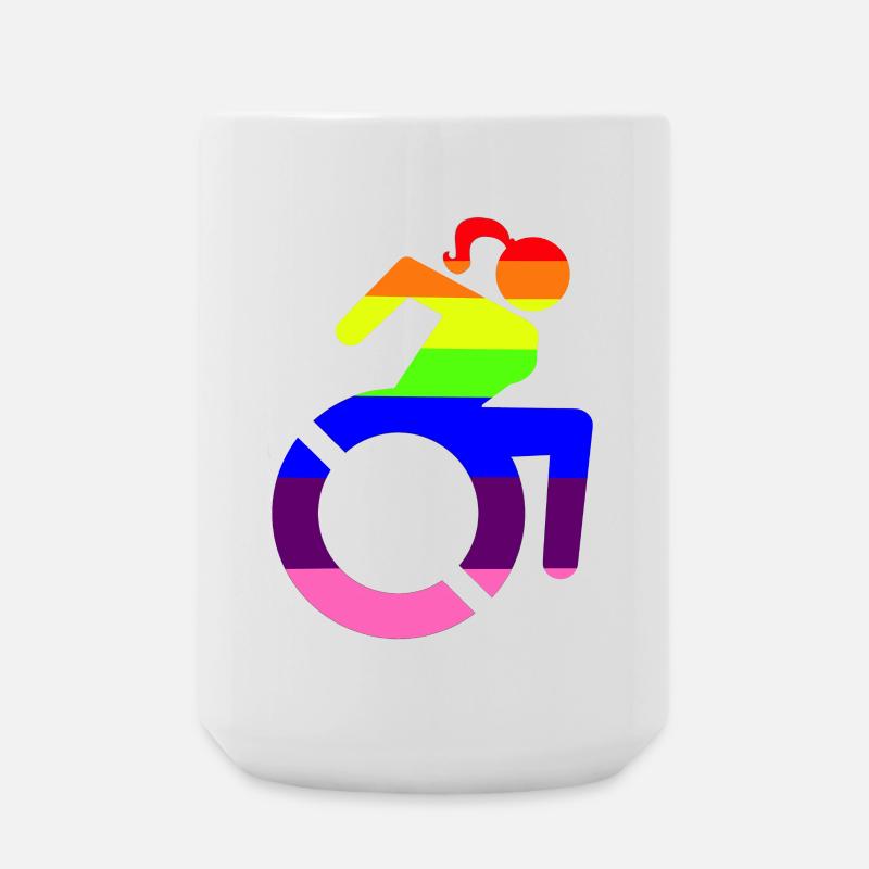 Rollstuhlmädchen LGBTQ-Symbol # - Große Tasse 440 ml - Weiß
