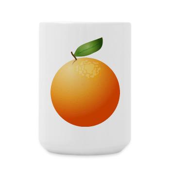 big juicy orange with leaf - Large Mug 440 ml - white - Front