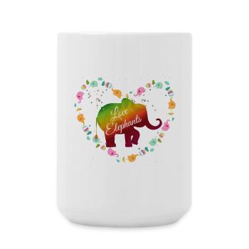 Regenbogen Elefanten Herzdesign - Große Tasse 440 ml - Weiß - Vorne