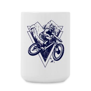 Mountain Biker in Ridge Triangle - Large Mug 440 ml - white - Front