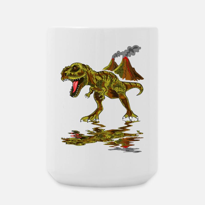 Dinosaurier Vulkan - Große Tasse 440 ml - Weiß