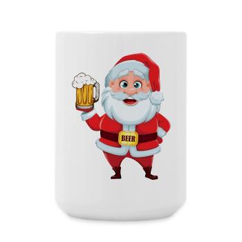 Santa with beer mug - Large Mug 440 ml - white - Front