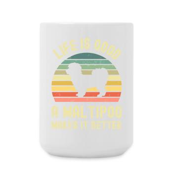 Chien Maltipoo - Grande tasse 440 ml - blanc - Devant