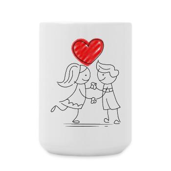 Herz Design mit Pastellfarben und Skizzenstil - Große Tasse 440 ml - Weiß - Vorne