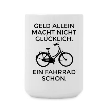 Geld allein macht nicht glücklich - Fahrrad schon - Große Tasse 440 ml - Weiß - Vorne