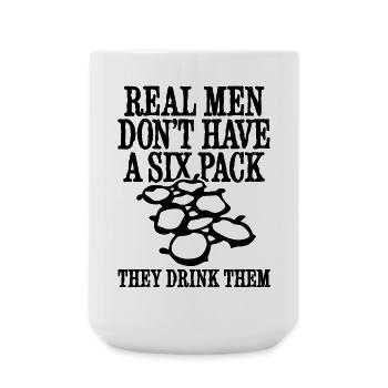 Funny beer real men six-pack beer belly father - Large Mug 440 ml - white - Front