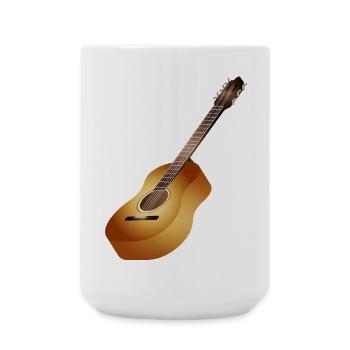 schöne 3D Akustikgitarre in warmen Farbtönen - Große Tasse 440 ml - Weiß - Vorne
