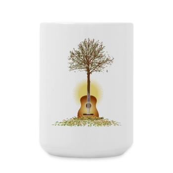 strahlendes surreales Gitarren Motiv mit Baum - Große Tasse 440 ml - Weiß - Vorne