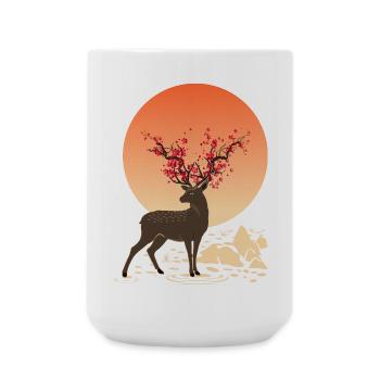 Hirschgeist | Schützen Sie Sika Hirsche - Große Tasse 440 ml - Weiß - Vorne