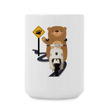 Moped Braunbär ART - Große Tasse 440 ml - Weiß - Vorne