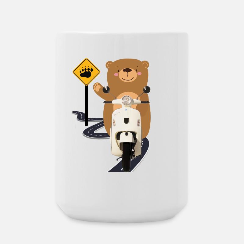 Moped Brown Bear - Large Mug 440 ml - white