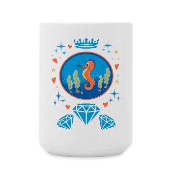 Diamond Seahorse Badge - Large Mug 440 ml - white - Front