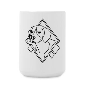 Beagle in Geometric Shape - Line Art Design - Large Mug 440 ml - white - Front