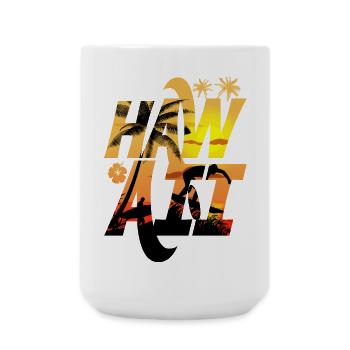 Surfing and Palm Trees in the Sunshine Hawaii - Large Mug 440 ml - white - Front