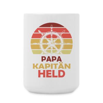 Papa Kapitän Held - Große Tasse 440 ml - Weiß - Vorne