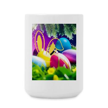 Ostereier mit Bunny-Umriss Hasenohren - Große Tasse 440 ml - Weiß - Vorne