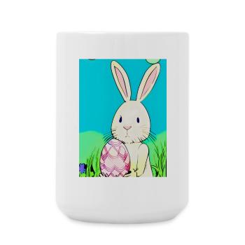 Neon Osterhase mit Osterei im Gras - Große Tasse 440 ml - Weiß - Vorne