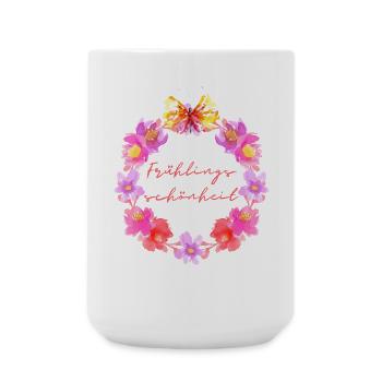 Frühlingsschönheit Schmetterling - Wortschätze - Große Tasse 440 ml - Weiß - Vorne