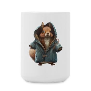 Design mit einem Eichhörnchen was eine Jacke trägt - Große Tasse 440 ml - Weiß - Vorne