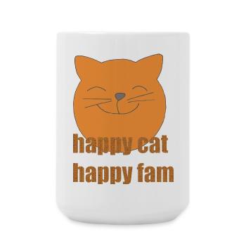 happy cat happy fam - Large Mug 440 ml - white - Front