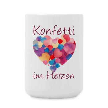 Konfetti im Herzen - Große Tasse 440 ml - Weiß - Vorne