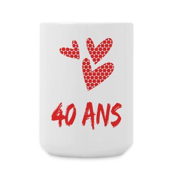 40. 40 ANS. 40e ANNIVERSAIRE. ANNIVERSAIRE 40 ANS. - Grande tasse 440 ml - blanc - Devant