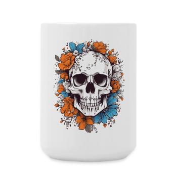 Skull with flowers - Large Mug 440 ml - white - Front