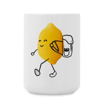 Wander-Zitrus - Zitrone auf Abenteuerreise - Große Tasse 440 ml - Weiß - Vorne