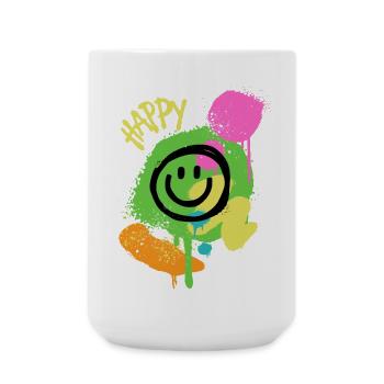 Graffiti Happy Smiley Splashes of Color - Large Mug 440 ml - white - Front