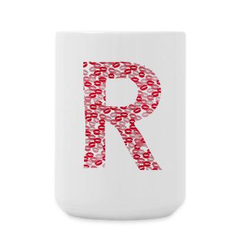 Lettre R -kiss tee shirt - Grande tasse 440 ml - blanc - Devant
