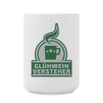 Glühwein Versteher - Gehäkelt - Ugly XMas - Große Tasse 440 ml - Weiß - Vorne
