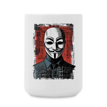 Masque anonyme - Grande tasse 440 ml - blanc - Devant