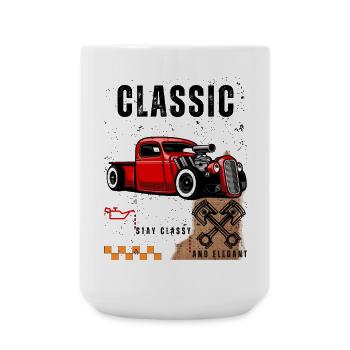 Vintage Red Hot Rod with Piston Art - Large Mug 440 ml - white - Front