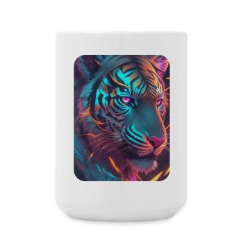Neon Tiger Themed Lucid - Large Mug 440 ml - white - Front