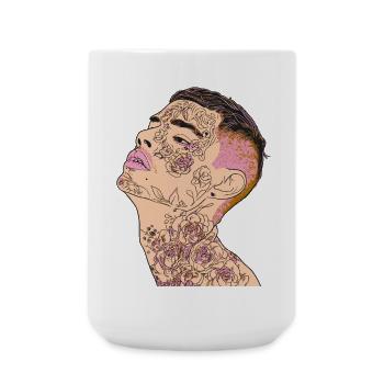 Floral Inked Portrait for Modern Fashion - Large Mug 440 ml - white - Front