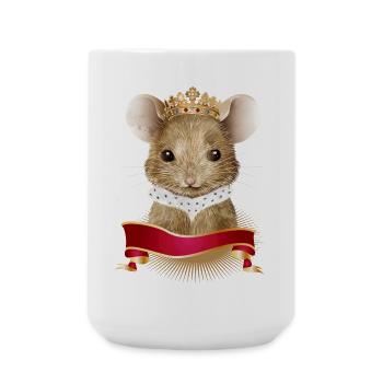 cute mouse with royal crown and ermine collar - Large Mug 440 ml - white - Front