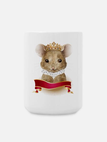 niedliche Maus mit Königskrone und Hermelin Kragen - Große Tasse 440 ml - Weiß