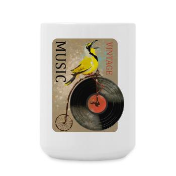 Vintage Music Bird Design - Large Mug 440 ml - white - Front