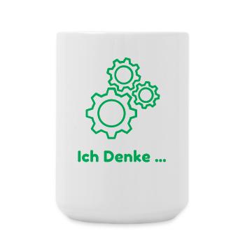 Gedanken Zahnräder – Ich Denke - Große Tasse 440 ml - Weiß - Vorne