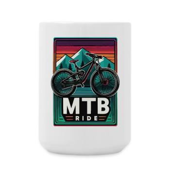 Mountain Bike MTB Ride Vintage Style - Large Mug 440 ml - white - Front