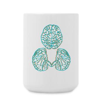 Neonartige Gehirn- und Herz-Design - Große Tasse 440 ml - Weiß - Vorne