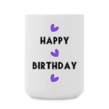 HAPPY BIRTHDAY. JOYEUX ANNIVERSAIRE. ANNIVERSAIRE. - Grande tasse 440 ml - blanc - Devant