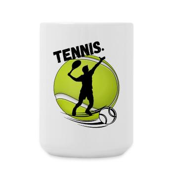 Tennis Player Silhouette on Tennis Ball - Large Mug 440 ml - white - Front