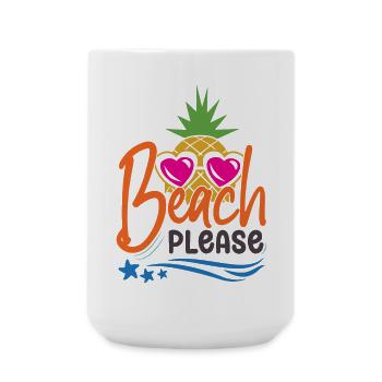 Strand bitte - Große Tasse 440 ml - Weiß - Vorne